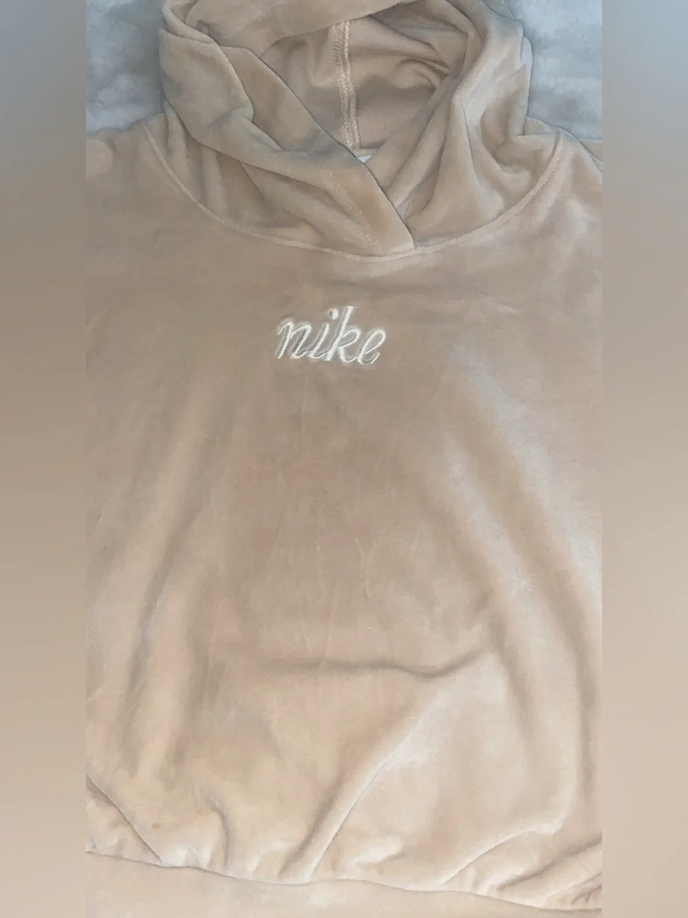Nike girl  Beige Cropped Hoodie